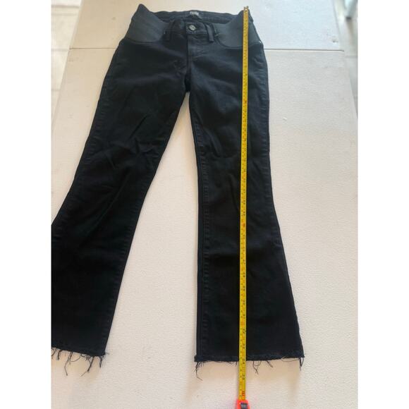 Paige Black Colette Crop Flare Raw Edge Fray Hem Sz 24 Jeans Premium Quality - Picture 5 of 5